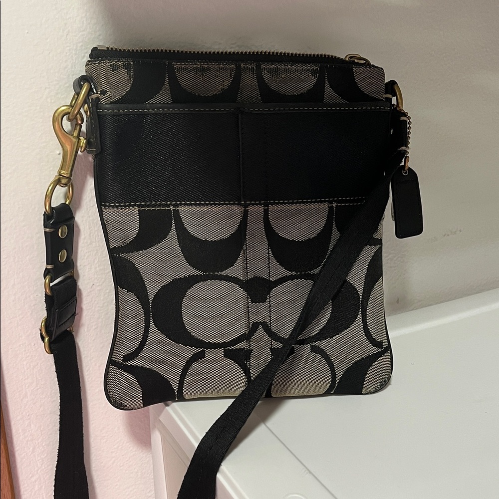Coach Black and Cream Patterned Bag